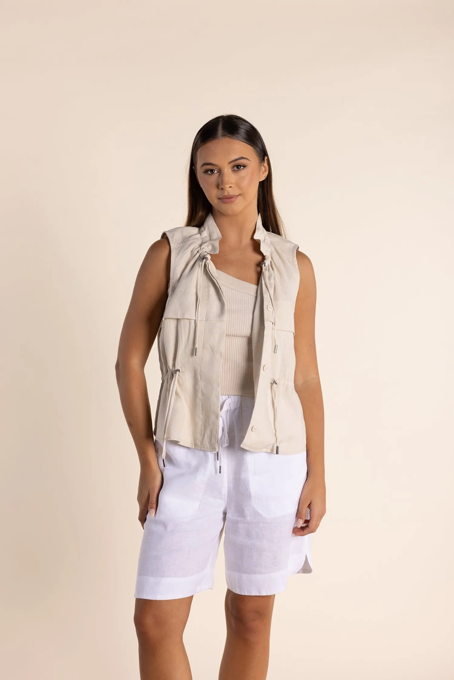 Outlet Petra Linen Vest - Natural - TT20 Vests|Linen Lovers