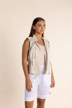 Outlet Petra Linen Vest - Natural - TT20 Vests|Linen Lovers