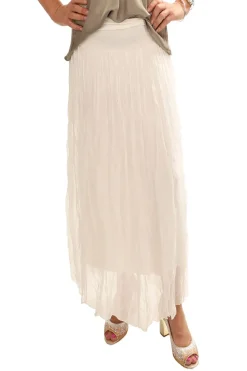 New Pleated Silk Jersey Skirt - Ivory - CG40 Skirts