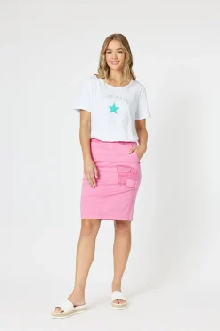 Hot Portia Denim Skirt - Hot Pink - TZ3 Skirts