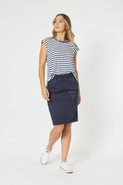Hot Portia Denim Skirt - Navy - TZ3 Skirts