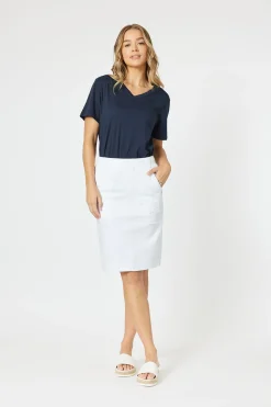 Discount Portia Denim Skirt - White - TZ3 Skirts