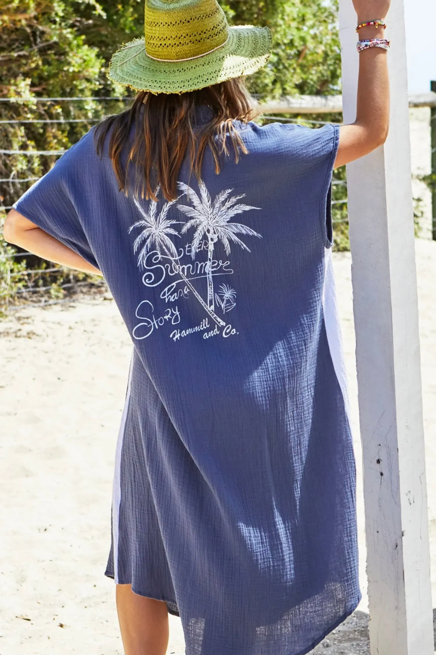 Online Resort Cheesecloth Beach Dress - Navy - HC1 Dresses