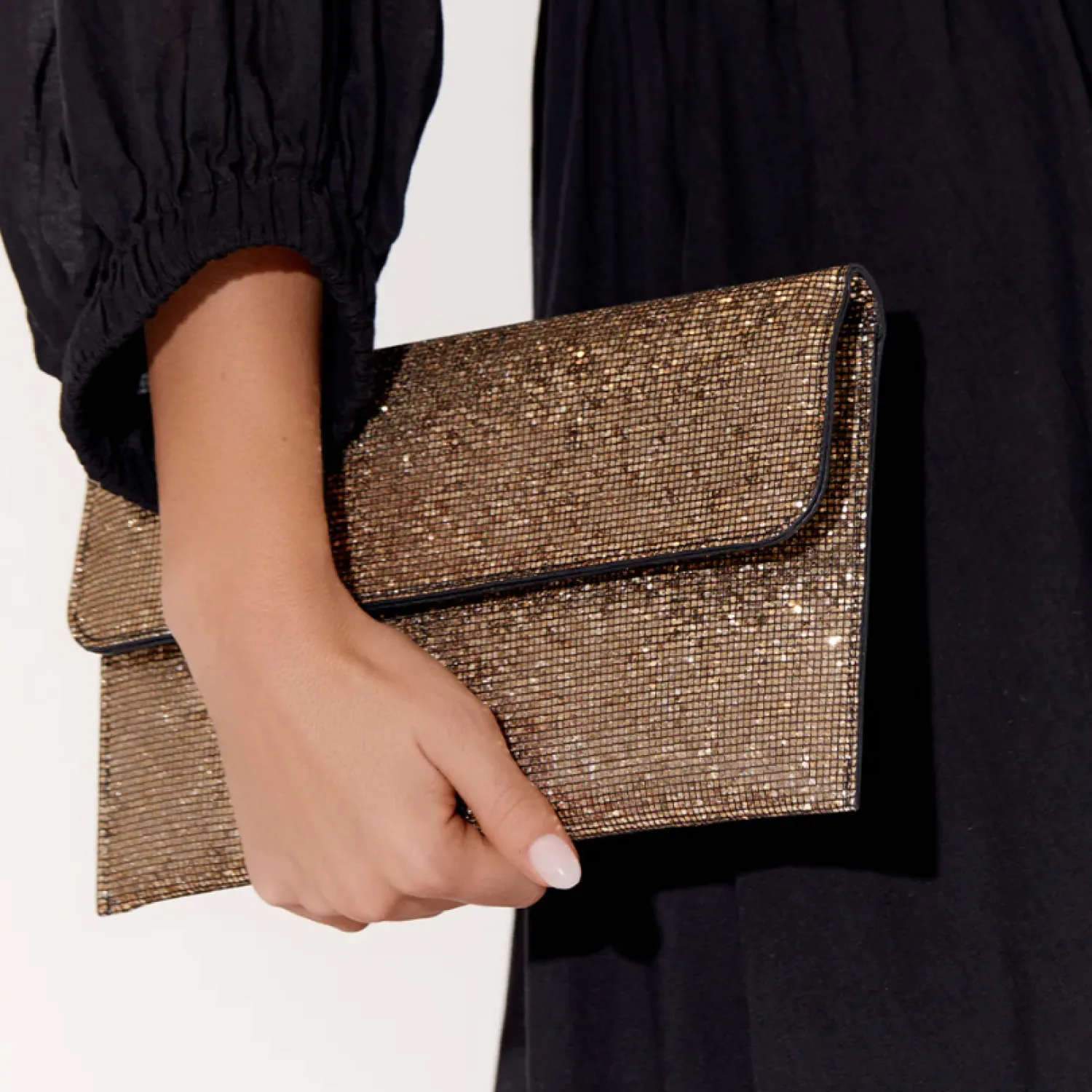 Discount Ruby Rhinestone Fold Over Clutch - Gold - AD11 Handbags