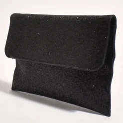 Online Ruby Rhinestone Fold Over Clutch - Black - AD11 Handbags