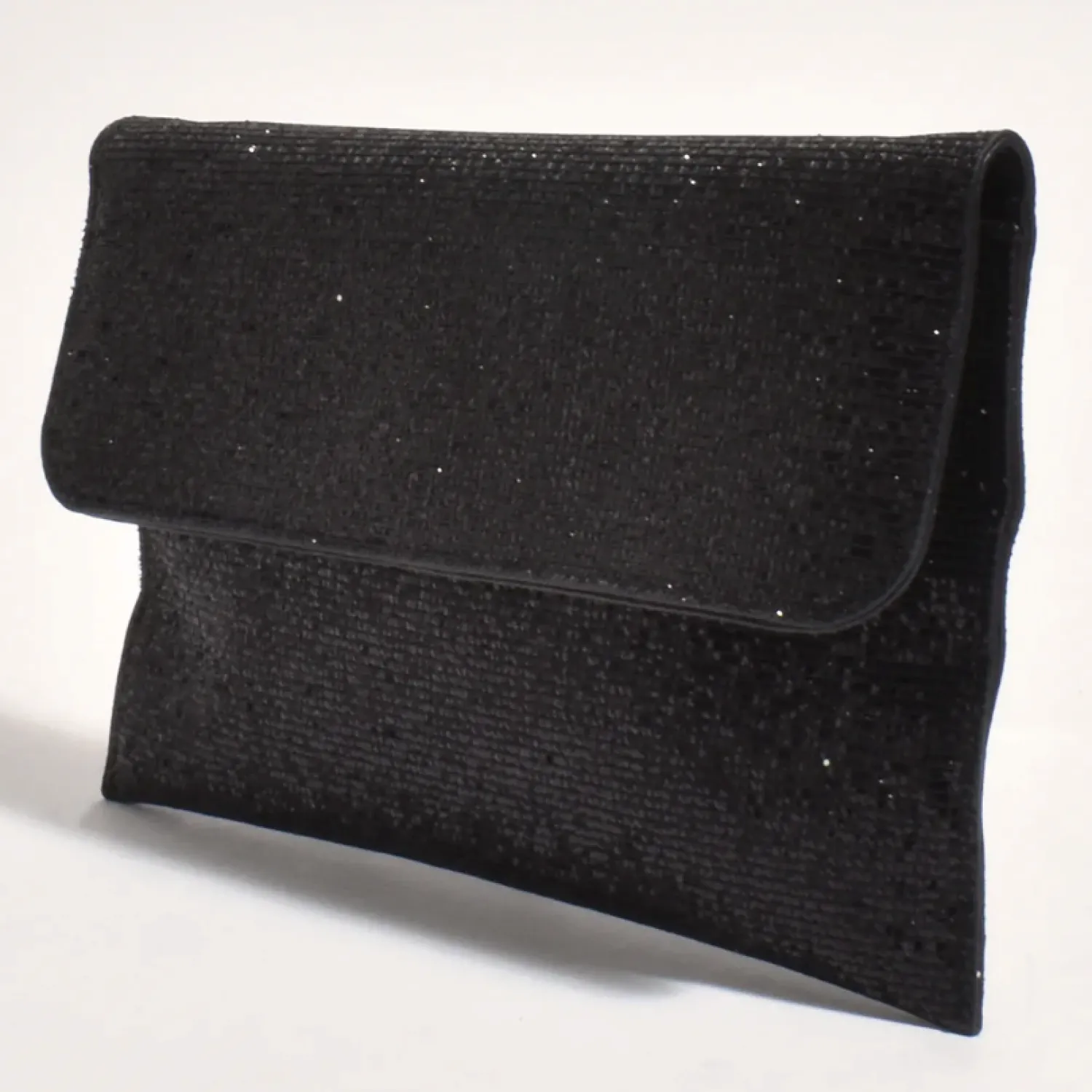 Online Ruby Rhinestone Fold Over Clutch - Black - AD11 Handbags