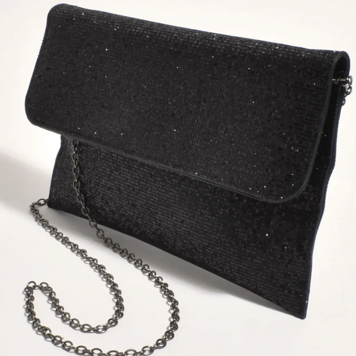 Online Ruby Rhinestone Fold Over Clutch - Black - AD11 Handbags