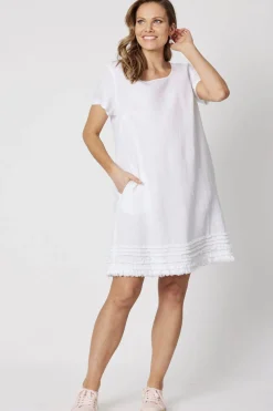 Sale Ruffle Hem Dress - White - GS11 Dresses