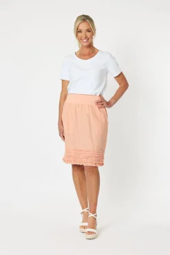 Ruffle Linen Skirt - Mandarine - GS22 Linen Lovers|Skirts