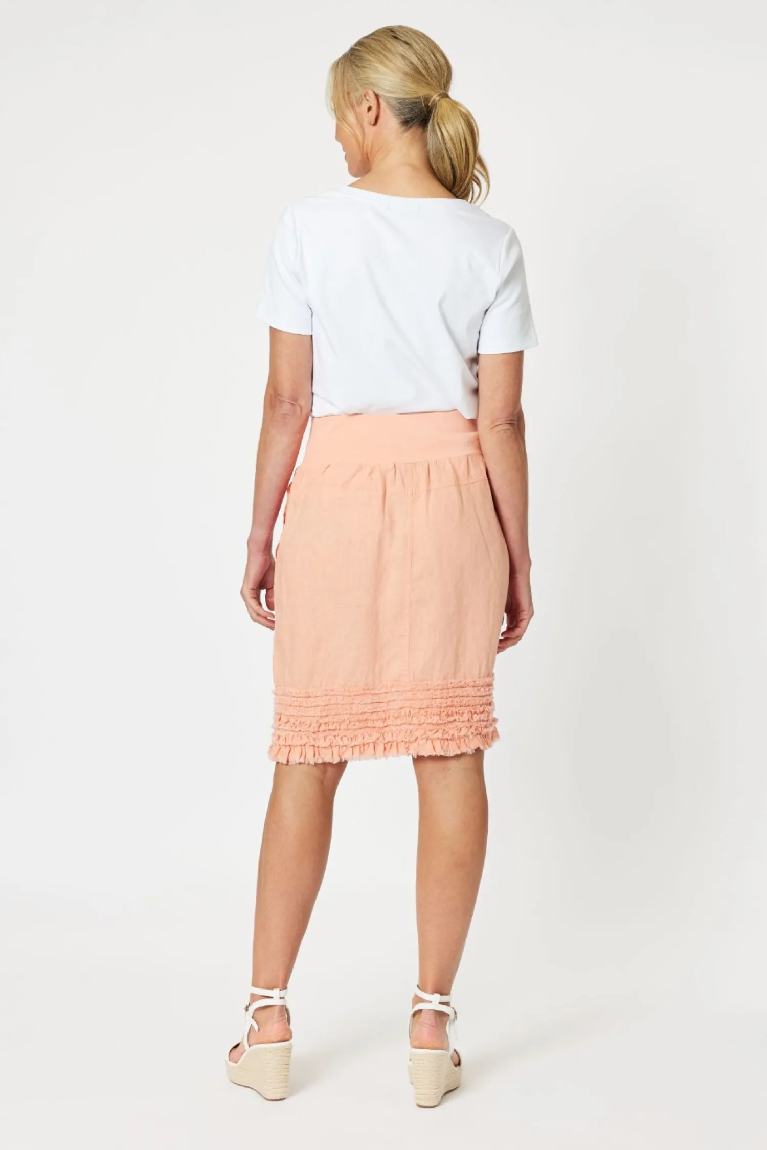 Ruffle Linen Skirt - Mandarine - GS22 Linen Lovers|Skirts