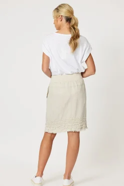Clearance Ruffle Linen Skirt - Natural - GS22 Linen Lovers|Skirts
