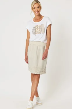 Clearance Ruffle Linen Skirt - Natural - GS22 Linen Lovers|Skirts