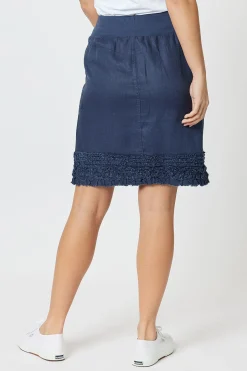 Best Ruffle Linen Skirt - Navy - GS22 Linen Lovers|Skirts