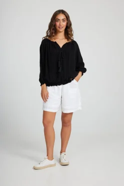 Online Seaside Top | Black | H28 Linen Lovers|Shirts & Tops