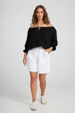Online Seaside Top | Black | H28 Linen Lovers|Shirts & Tops
