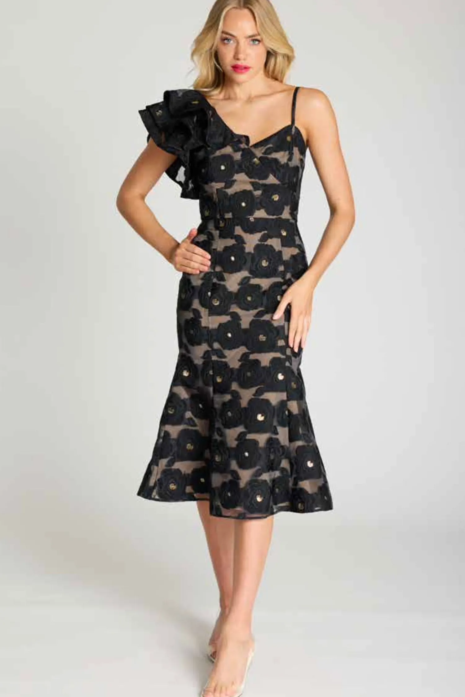 Selena Frill Dress - Black - ROM2 Weddings & Events
