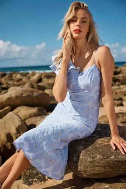 Outlet Selena Frill Dress - Blue - ROM2 Weddings & Events