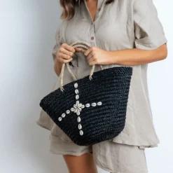 Discount Shelley Beach Basket - Black - H13 Handbags