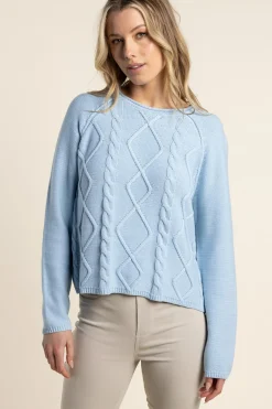 Best Shyla Cable Knit - Ice Blue - TT32 Jumpers & Knitwear