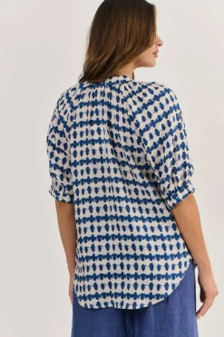 New Siena Linen Top - Delta Blot - OJ47 Shirts & Tops
