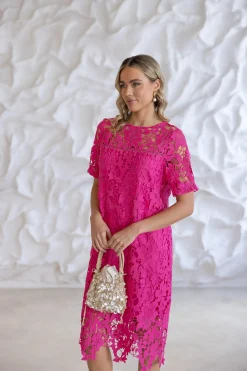 Clearance Sienna Lace Dress - Raspberry - TT14 Dresses