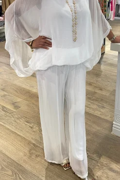 Hot Silk Viscose Pants - White - CG17 Ladies Pants