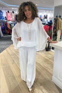 Hot Silk Viscose Pants - White - CG17 Ladies Pants