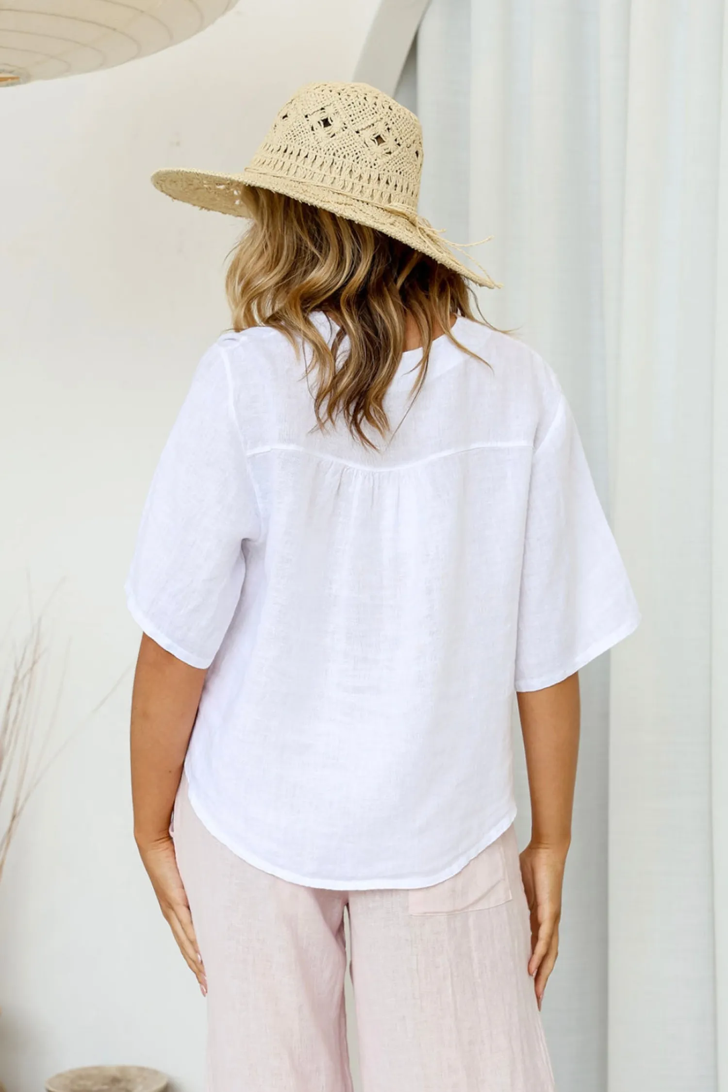 Outlet Sole Linen Top - White - FA14 Shirts & Tops