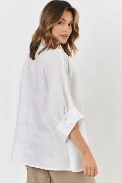 Outlet Sophia Shirt - White - OJ11 Linen Lovers|Shirts & Tops