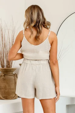 Discount Spiaggia Linen Short - Sand - FA34 Linen Lovers|Shorts