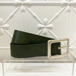 New Square Buckle Leather Belt | Olive | V1 Belts