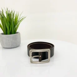 Clearance Square Buckle Leather Belt | Chocolate | V1 Belts