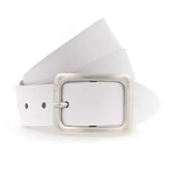 Hot Square Buckle Leather Belt | White | V1 Belts
