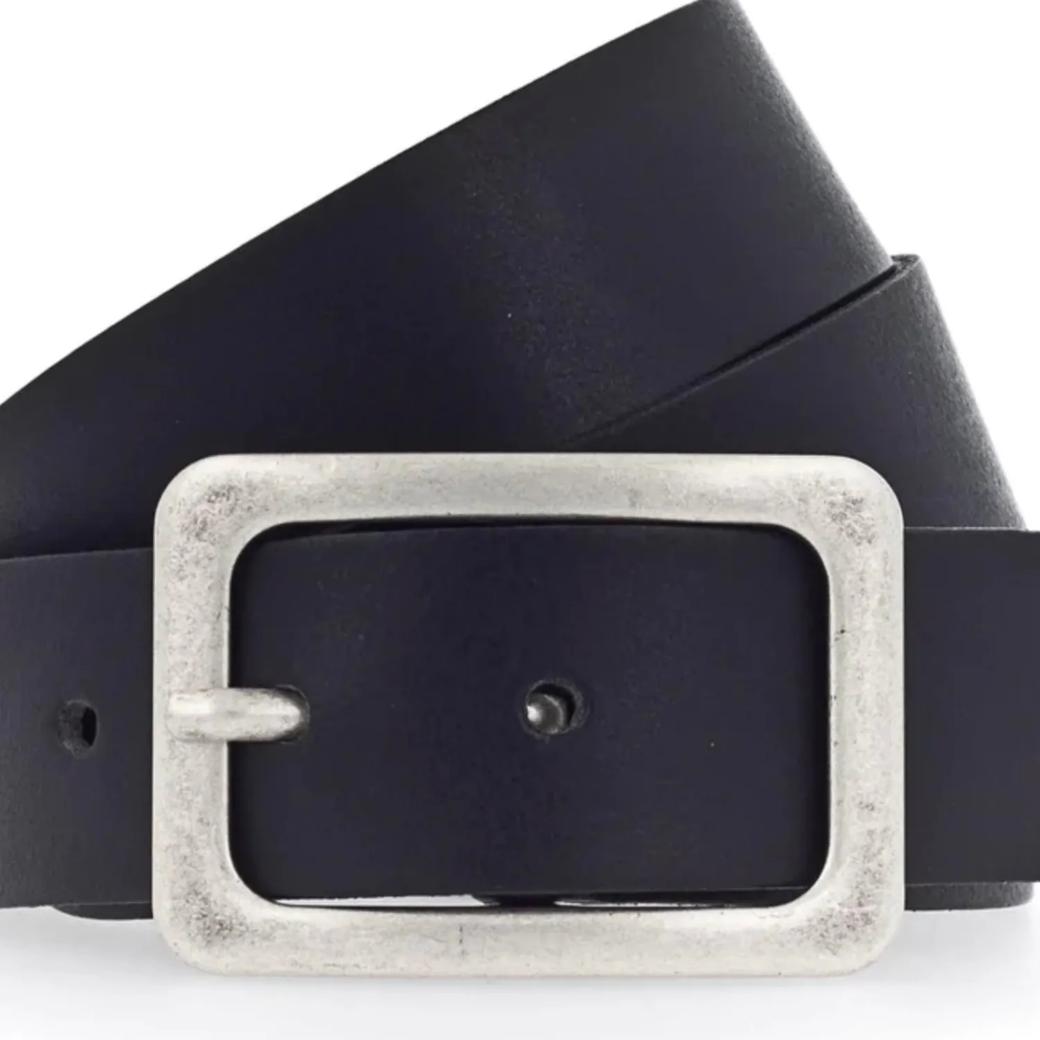 Outlet Square Buckle Leather Belt | Black | V1 Belts