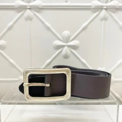 Discount Square Buckle Leather Belt | Anthracite | V1 Belts