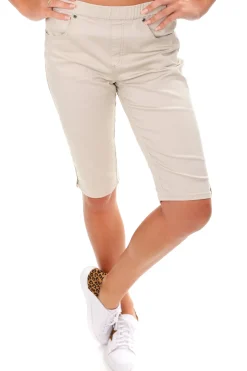 Best Stretch Pull On Jean Short - Beige - CL4 Shorts