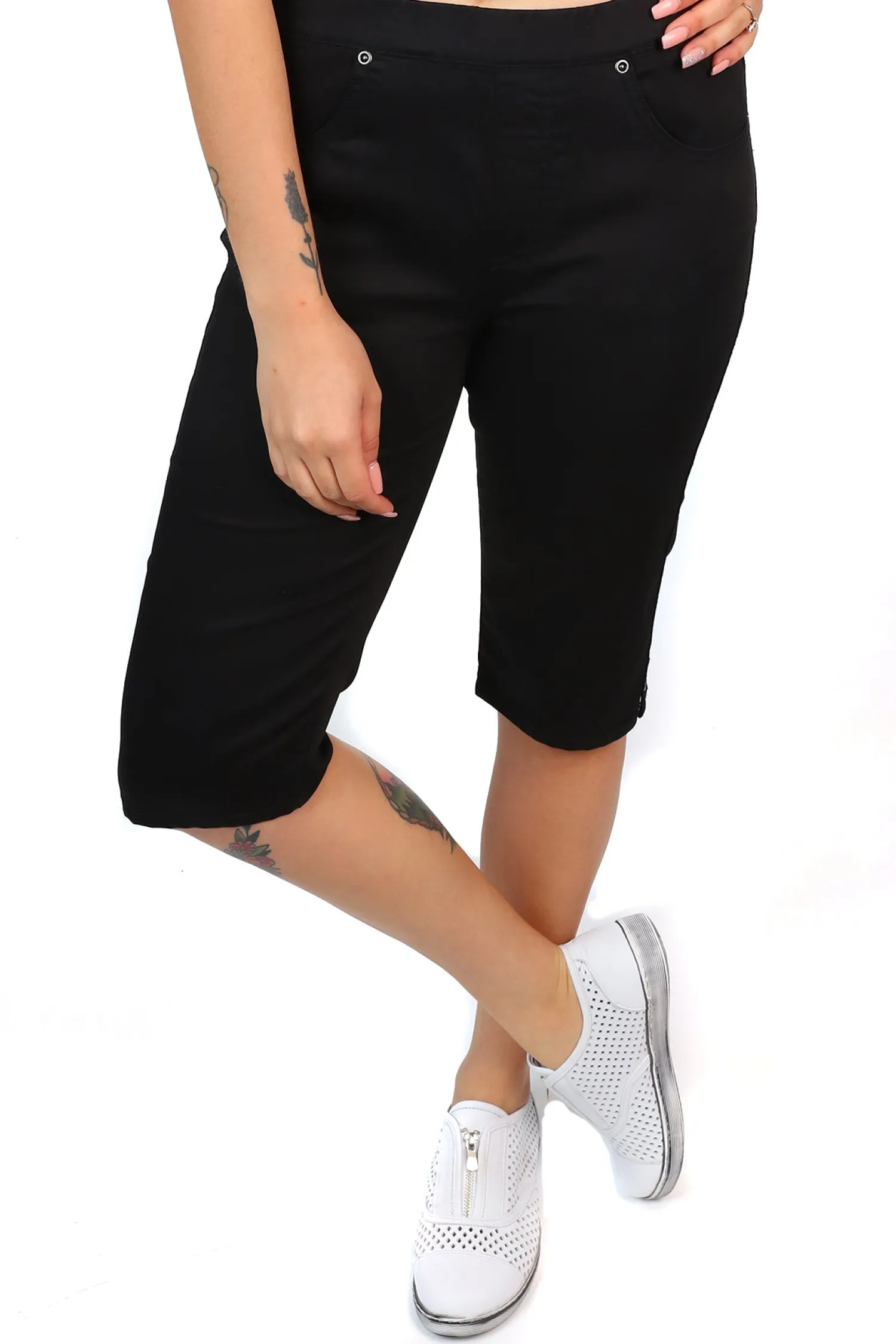 Online Stretch Pull On Jean Short - Black - CL4 Shorts