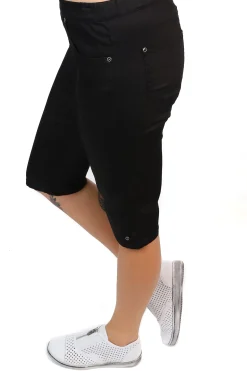 Online Stretch Pull On Jean Short - Black - CL4 Shorts