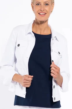 Online Stretch White Denim Jacket - CL12 Coats & Jackets