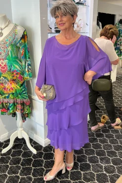 New Tiered Chiffon Dress - Purple - LJ1 Weddings & Events