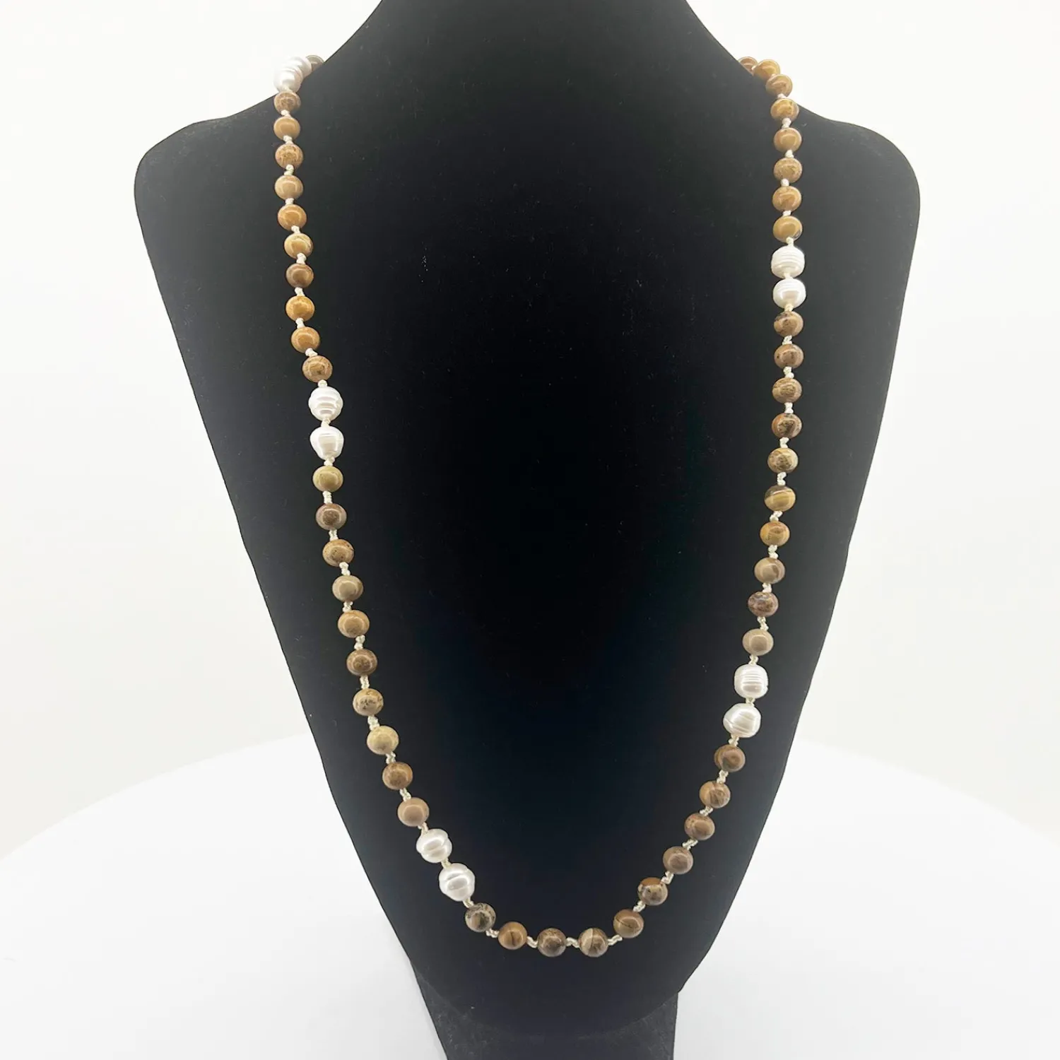 Outlet Tiger Iron & Pearl Necklace - CG62 Jewellery