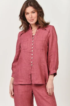 Discount Tilda Shirt - Rhubarb - OJ35 Linen Lovers|Shirts & Tops