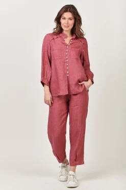 Discount Tilda Shirt - Rhubarb - OJ35 Linen Lovers|Shirts & Tops