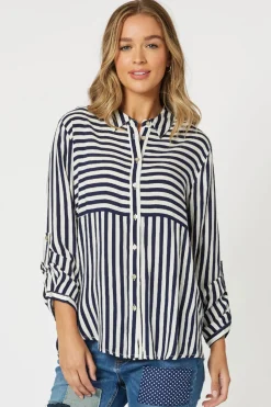 Best Tina Stripe Shirt - Navy & White - TZ35 Shirts & Tops