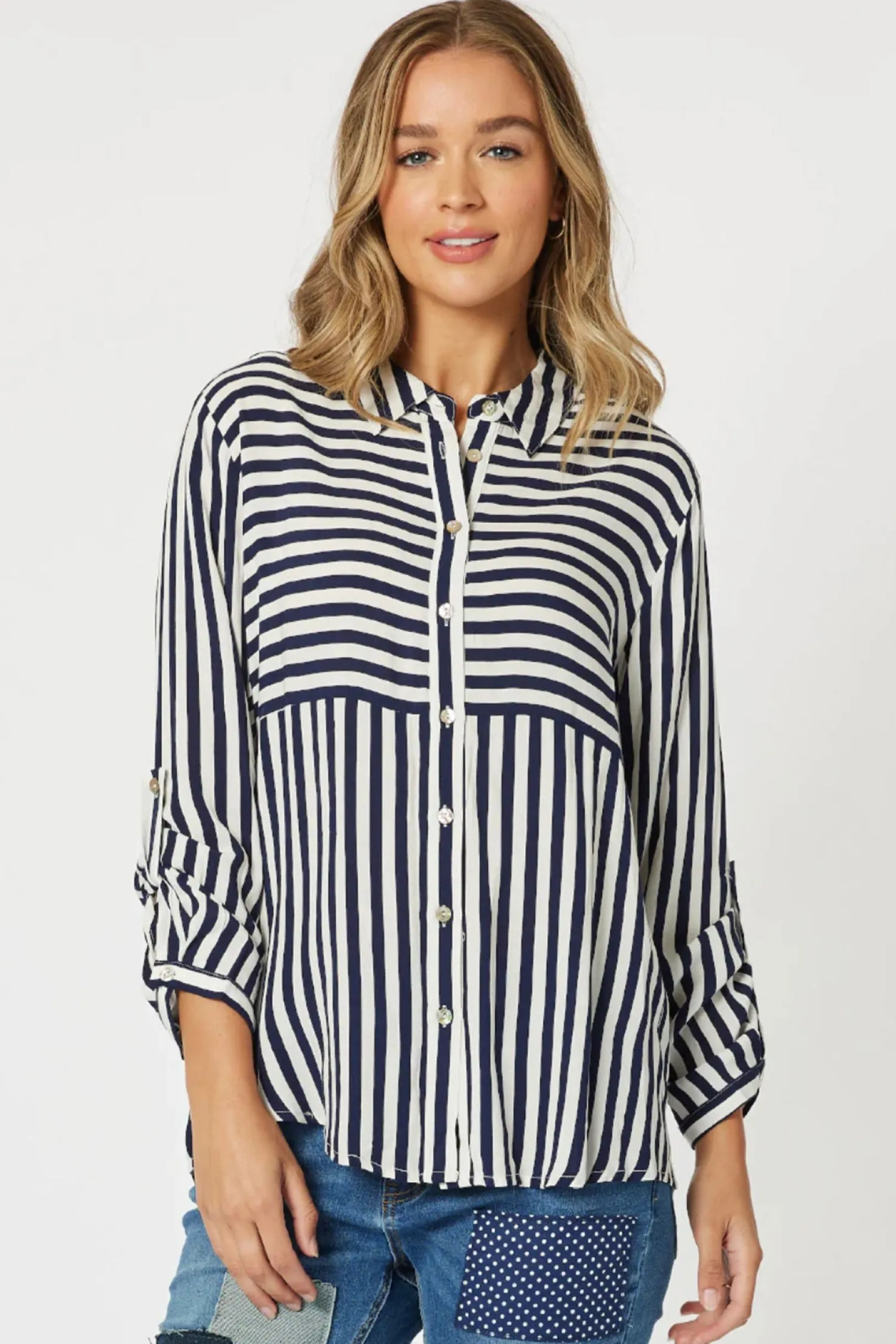 Best Tina Stripe Shirt - Navy & White - TZ35 Shirts & Tops