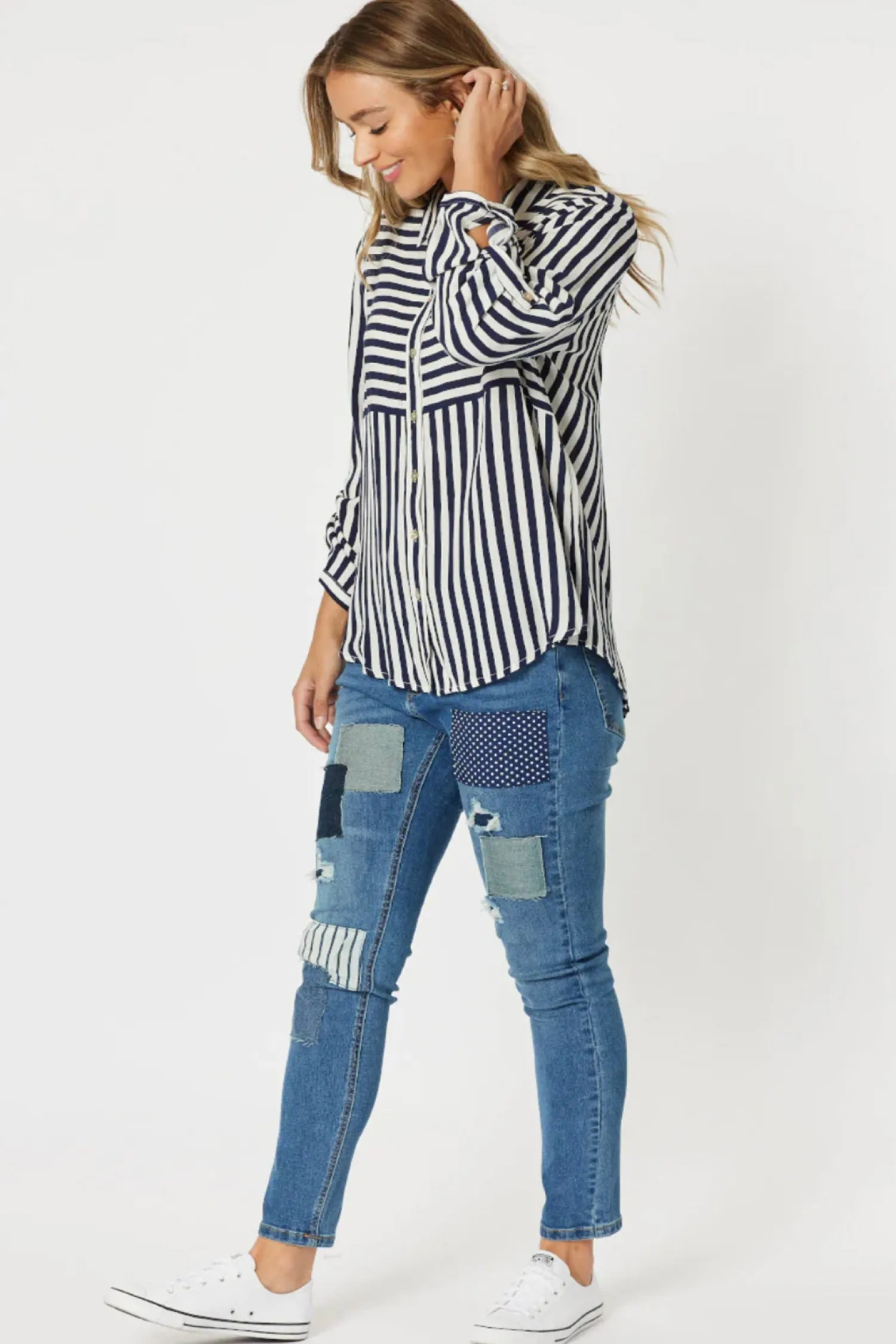 Best Tina Stripe Shirt - Navy & White - TZ35 Shirts & Tops