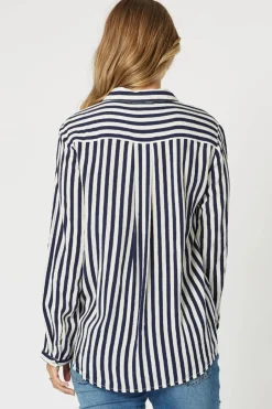 Best Tina Stripe Shirt - Navy & White - TZ35 Shirts & Tops