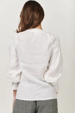 Discount Tina V-Neck Linen Top - White - OJ23 Linen Lovers|Shirts & Tops