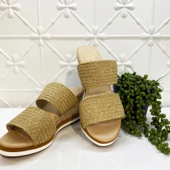 Tods Raffia Wedge | Natural | LQ1 Wedges|Sandals