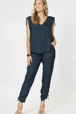 Best Traveller Luxe Side tie Pant - Navy - HV3 Ladies Pants